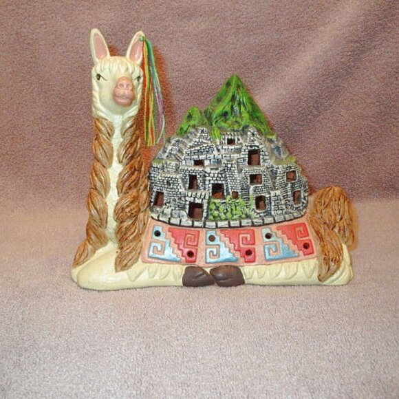 3D Peruvian LLAMA Inca INCENSE Smoker CANDLE Holder ART POTTERY Machu Picchu - Picture 1 of 10